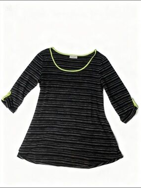 Bobbie Brooks Black & Grey Striped Scoop Neck Tunic